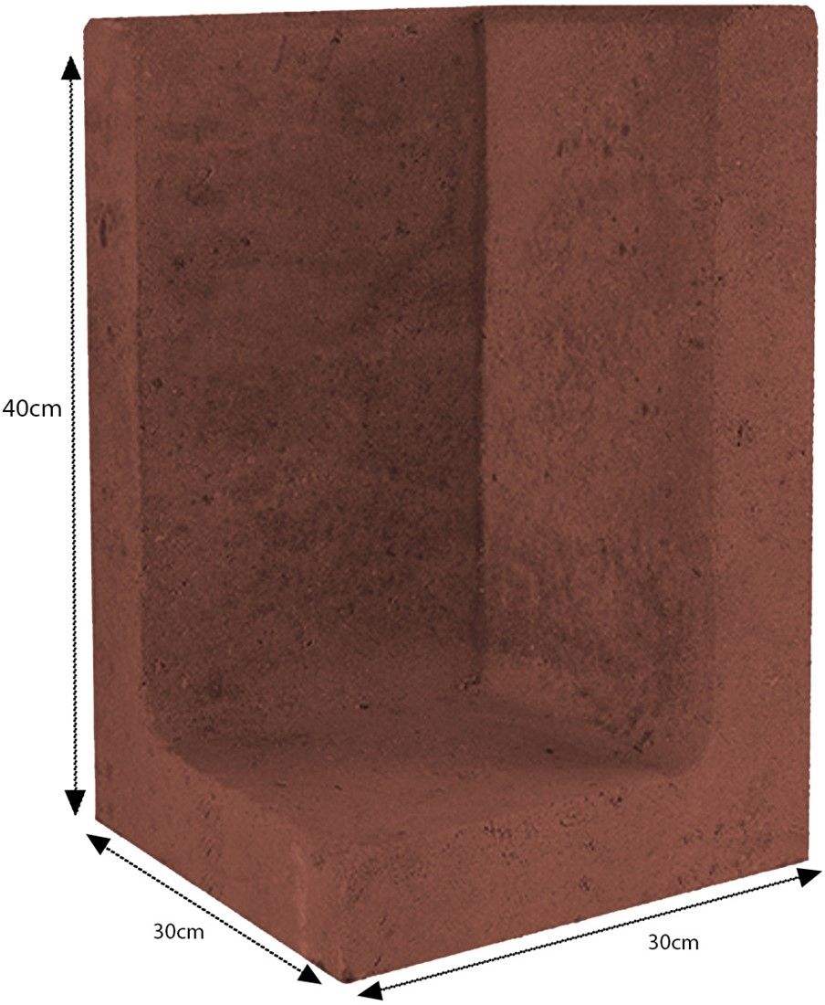 L-Element Hoek 30x30x40cm corten-bruin