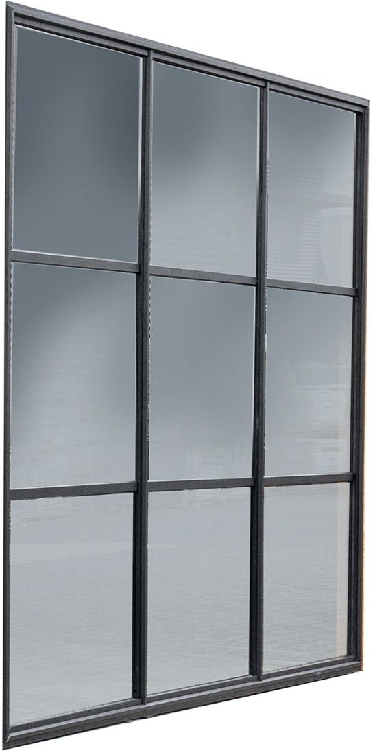Industriële glazen wand 224x278,5cm aluminium zwart gecoat