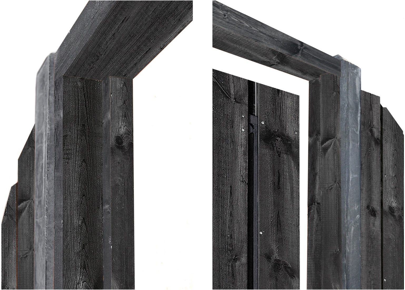 Grenen deurkozijn met aanslagligger zwart gespoten H210xB90-150cm